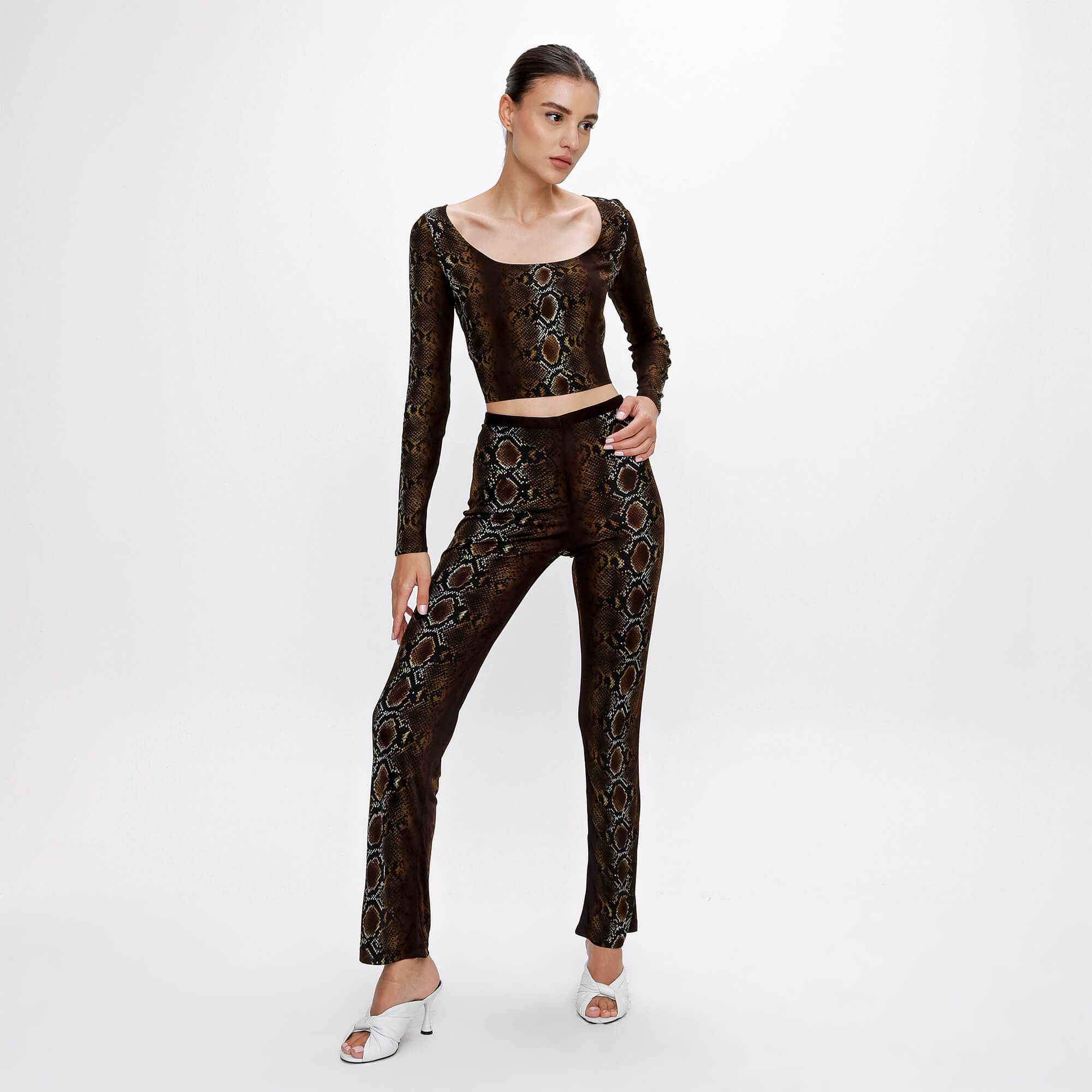 Versace - Brown Python Print Leggins&Top